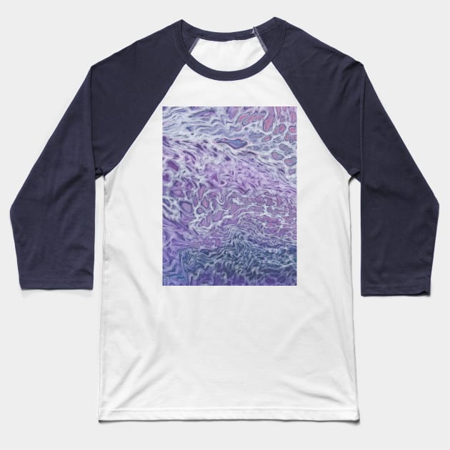 Lilac Acrylic Pouring Abstract Fluid Art Baseball T-Shirt by CatyArte